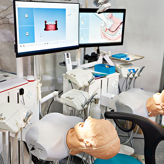 Practice treatment stations at a dental education facility