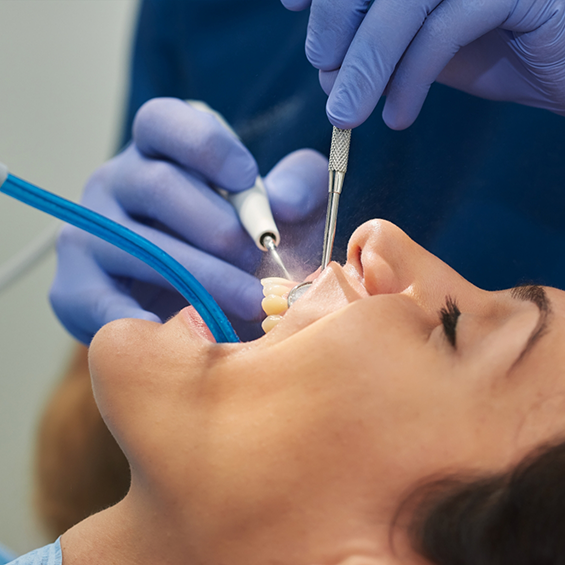 Woman getting a dental checkup